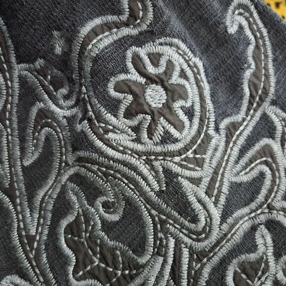 Paparazzi Biz Embroidered Asymmetric Cardigan Jacket Black Duster Cotton Medium - Picture 14 of 16